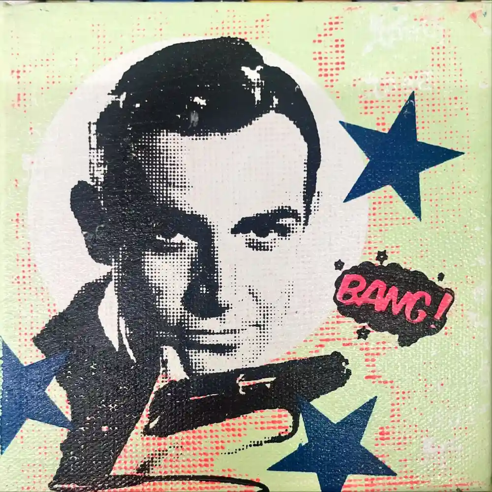 Little Icons von Anna Flores – Handsignierte Kunst-Unikat auf Leinwand "Agent 007"