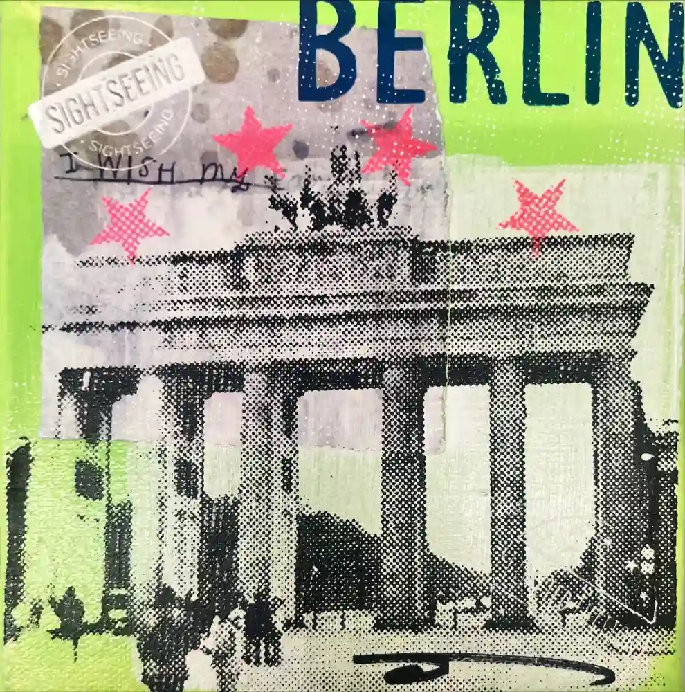 Little Icons von Anna Flores – Handsignierte Kunst-Unikat auf Leinwand "Berlin"