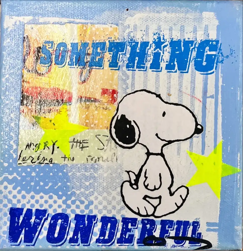 Little Icons von Anna Flores – Handsignierte Kunst-Unikat auf Leinwand "Snoopy"