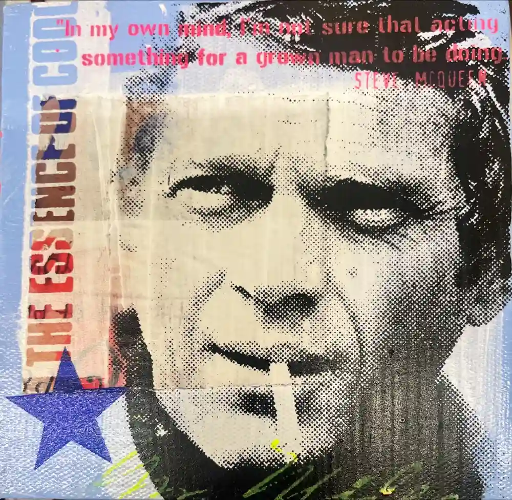 Little Icons von Anna Flores – Handsignierte Kunst-Unikat auf Leinwand "Steeve McQueen"