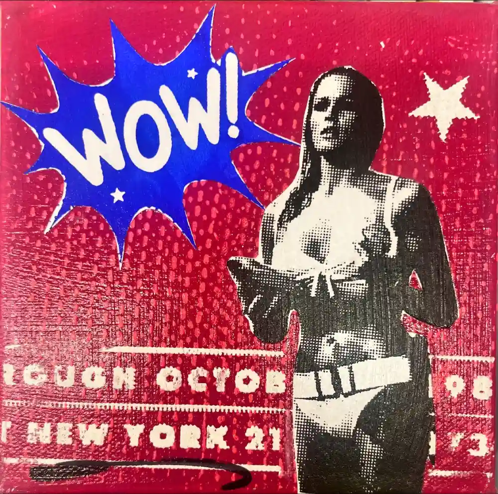 Little Icons von Anna Flores – Handsignierte Kunst-Unikat auf Leinwand "Wow"