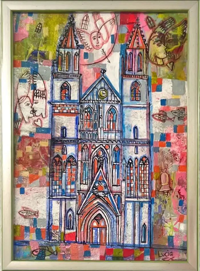Luci Shatalov – Original Gemälde Magdeburger Dom in grün